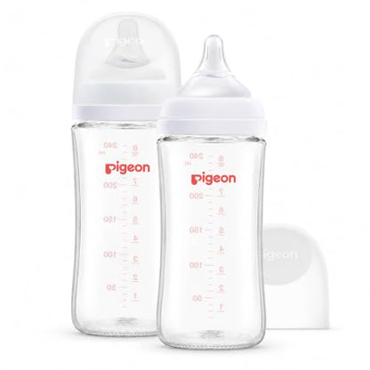 Pigeon Glass Baby Bottles Wide Neck, 8.1 Oz, Pack of 2 - color: 8.1 Ounce, 2 Packs