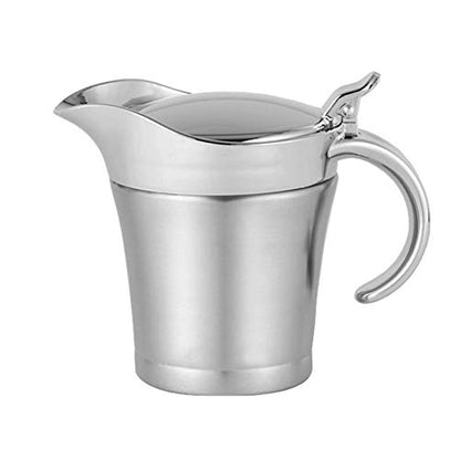 Double Insulated Gravy Boat - Stainless Steel Sauce Jug with Hinged Lid Hinged Lid Ideal for Gravy or Cream at Thanksgiving (750ML/26 OZ) - color: 750ML/26 OZ