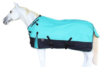 Challenger 1200D Turnout Waterproof Rain Horse Sheet Light Winter Blanket 367LG - color: Turquoise Black, size: 84 inches