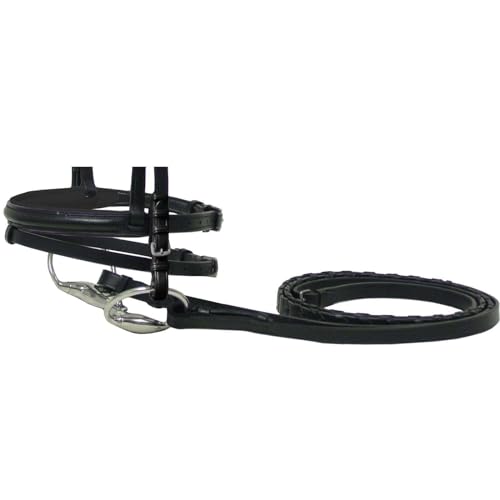 Derby Originals Paris Tack MacMillan Dressage Bridle with Laced Reins – Premium Drum-Dyed Leather English Horse Bridle, Padded Flash Noseband, Stainless Steel Hardware, Black