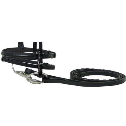 Derby Originals Paris Tack MacMillan Dressage Bridle with Laced Reins – Premium Drum-Dyed Leather English Horse Bridle, Padded Flash Noseband, Stainless Steel Hardware, Black