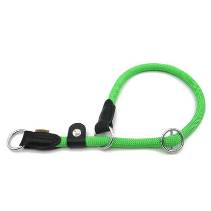 Braided Round Martingale Dog Collar, Training Collar with Slidable Stop Ring and Adjustable Stopper - Ideal for Large Dogs (L(1/2") - 20" Long, Light Green) - color: Light Green, size: L(1/2") - 20" Long with stopper