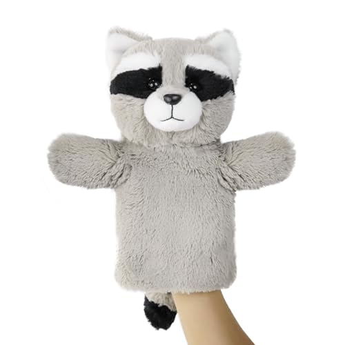 Plush Stuffed Puppet Forest Animal Toy for Family Fun Adult Hands Fit Preschool Learning Classroom Supplies Educational Tool Raccoon Puppet - color: Raccoon
