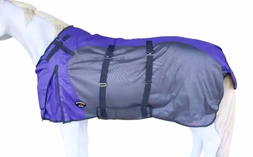 1200D Horse Turnout Blanket Waterproof, Breathable, Heavy-Weight Winter Blanket with 300g Fill, Ripstop Outer Shell - color: Grey/Purple, size: 84 inches