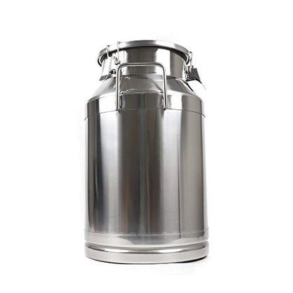 Milk Can Milk Bottle, 20/30/ 40/50/ 60L Stainless Steel Heavy Duty Milk Jug Wine Pail Bucket Square Liquid Container Storage with Embedded Silicone Sealed Lid for Home Restaurant Bar Silver (40L) - size: 40L
