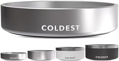 Coldest Dog Bowl - Anti Rust Metal, Non Slip, 3 Layers Insulated Stainless Steel Dog Bowls - Spill Proof & Heavy Duty - Water Bowl for Dogs, Cats, Dish Washer Safe (21 oz, Polished Stainless Steel) - color: Polished Stainless Steel, size: 21 oz