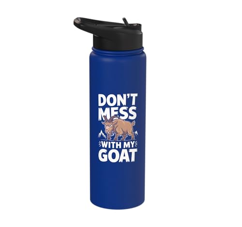 Don´t Mess With My Goat Cute Coat Pygmy Goat Farmer Stainless Steel Insulated Water Bottle - color: Royal Blue