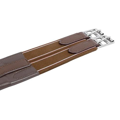 Contoured English Chafeless Girth Black Brown 46" / 48" / 50" / 52" / 54"/ 56" - color: Brown With Matching Elastic, size: 52"