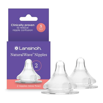 Lansinoh NaturalWave Baby Bottle Nipples, Slow Flow (S), 2 Count - size: 2 Count (Pack of 1), style: Slow-Flow