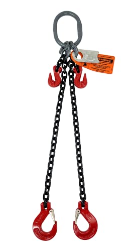 Advantage Rigging - Chain Sling - 3/8" x 10' Double Leg with Sling Hooks and Adjusters - Grade 80