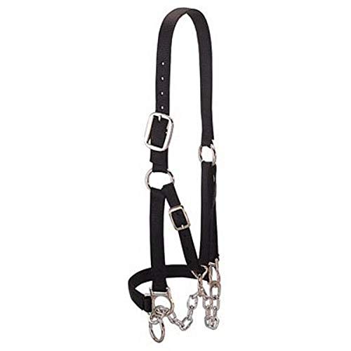 Weaver Livestock Heavy-Duty Restraint Nylon Cattle Halter, Adjustable, Modern Style Cow Calf Halter, Livestock Handling Equipment for Showing, Black - color: Black