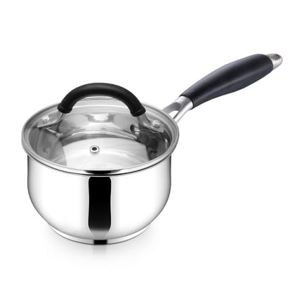 E-far 1 Quart Saucepan with Lid, Small Stainless Steel Sauce Pan for Milk - size: 1 Quarts