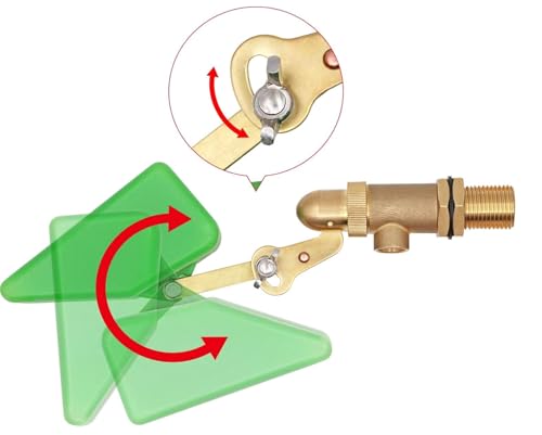 1/2 Inch Brass Valve with Plastic Float Water Float Valve with Adjustable Arm Automatic Fill Float Ball Valve for Water Tank Fountains Livestock Waterer