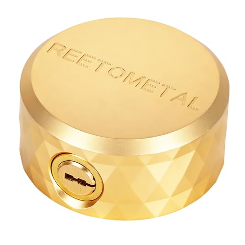 Puck Lock with Hasp | for RVs, Trucks, Trailers, Vans, Heavy Duty Security Lock - color: Gold