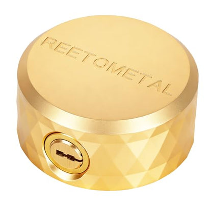 Puck Lock with Hasp | for RVs, Trucks, Trailers, Vans, Heavy Duty Security Lock - color: Gold