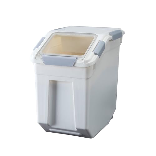 HANAMYA 25 Liter / 40 lbs Rice Storage Container with Measuring Cup, BPA free, For Rice | Grain | Pet Food | Flour, 1 count, White