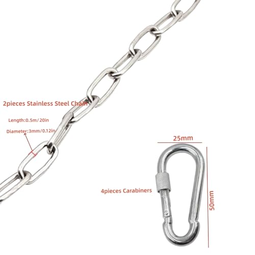 Heavy Gate Chain Lock,Stainless Steel Gate Latches Link Lock with 2 Quick Locking Carabiner Clip Hooks for Livestock Horse Goat Cows Stall,Outdoor Fence Gate,Barn
