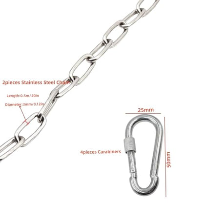 Heavy Gate Chain Lock,Stainless Steel Gate Latches Link Lock with 2 Quick Locking Carabiner Clip Hooks for Livestock Horse Goat Cows Stall,Outdoor Fence Gate,Barn