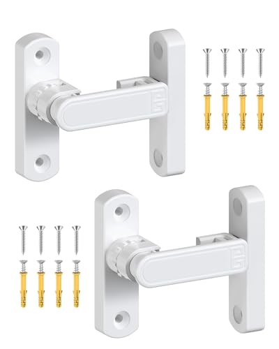 Adjustable Barn Door Locks, 90/180 Degree Gate Latch, White-2 Pcs - color: White-2 Pcs