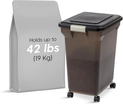 IRIS USA Dog Food Storage Container, Up to 40 lbs, Smoke, Made in USA - color: Smoke, size: 40 lbs