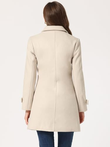 Allegra K Women's Winter Overcoat Peter Pan Collar Single Breasted Pea Coat - color: Beige, size: Medium