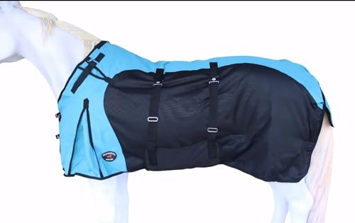 Challenger 1200D Horse Turnout Waterproof Heavy Weight Winter Blanket 5EE20TR - color: Turquoise/Black, size: 74 inches