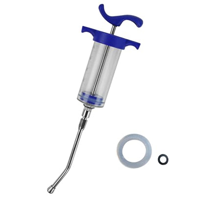 50ML Luer lock Tip Syringe with Clear Volume Scale, Reusable 2-in-1 Livestock Syringe with Drench for Cattle Horse Sheep Goat Pig Dog Cat - size: With Drench Nozzle