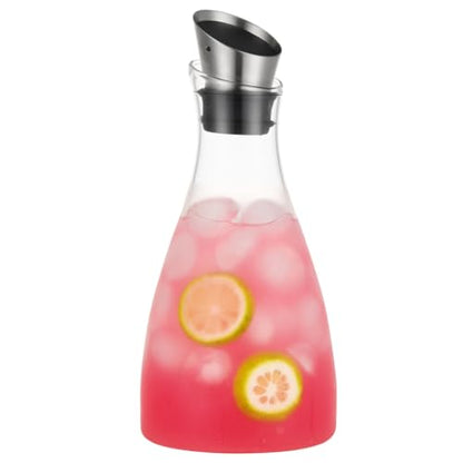 Purefold 44 Oz Borosilicate Glass carafe with Lid 1.3 Liter Glass Pitcher | For iced tea, coffee, juice and cold water. Dishwasher safe, fridge friendly. BPA free glass, leakproof Stainless Steel lid. - size: 44 Ounces