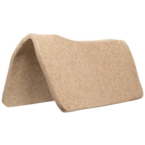 Weaver Equine 30" x 30" Contoured Wool Blend Felt Horse Saddle Pad Liner, Shock Absorbing Western Saddle Pad Protection, Durable Equine Supplies, Tan - style: 1/2" Thick