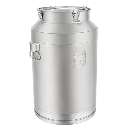 DYNAMI 20Gal 304 Stainless Steel Milk Can with Sealed Lid and Handles,Anti-Leak Liquid Storage Barrel,Food Grade Container for Milk, Liquid,Solid Storage and Transport,Large Opening for Easy Cleaning - size: 20Gal