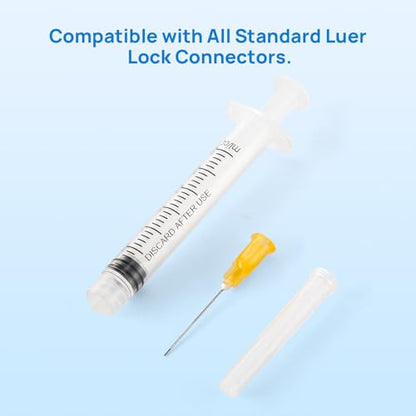 JMU 100 Pcs Dental Irrigation Syringes 3cc with 25G - size: 3ML 25G