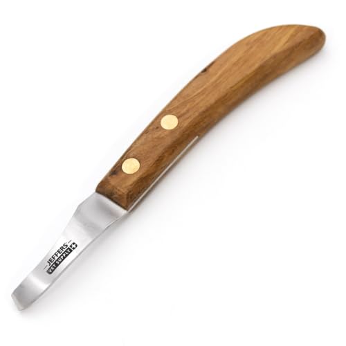 Jeffers Horse Hoof Knife for Hoof Trimming and Cleaning, Farrier Tool with Walnut Handle & Stainless Steel Blade, Grooming Kit Accessory for Horses, Ponies, Livestock - Right Hand Use