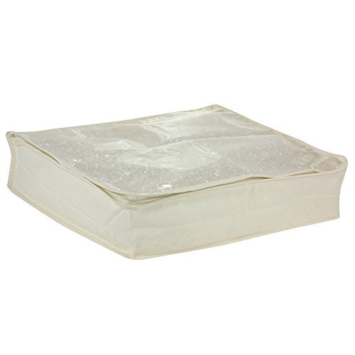 Household Essentials Canvas Sweater Storage Bags 2 Pack, Breathable Under Bed & Closet Organizer with Clear Window & Zipper, Soft-Sided Storage for Sweaters, Blankets & Linens - size: 2-Pack, style: Sweater Storage Bag