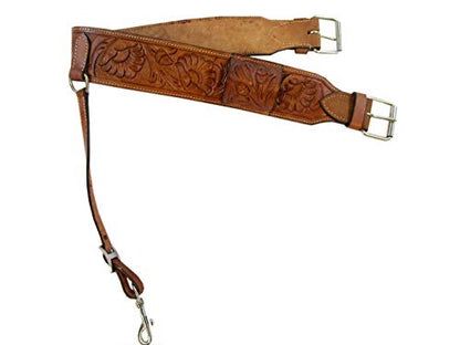 Floral Tooled Heavy Leather Back Rear Cinch Flank Billet Western Horse Girth Trail TACK