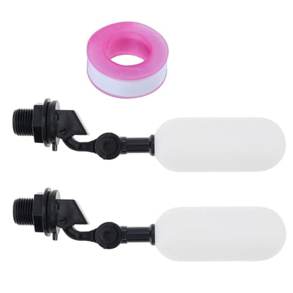 Float Valve, 2 Pcs 1/2 inch Water Level Control Adjustable Arm Automatic Fill Water Valve for Livestock Water Trough, Aquariums with Tape