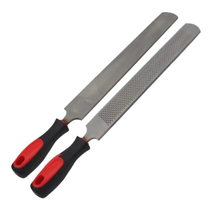 Double-Sided Hoof Rasp, 18 Inch Farrier File Tool with Ergonomic Rubber Handle, Carbon Steel Horseshoe File for Trimming Horse Goat Cow Donkey Hooves – Heavy-Duty Animal Hoof Care Tool - size: 18''