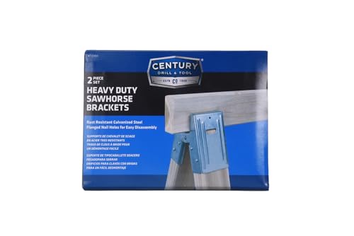 Century Drill & Tool 72990 Saw Horse Brackets | 400lbs weight capacity, Rust-resistant coating, Galvanized metal brackets, For use with standard 2x4 lumber - size: Set of 2