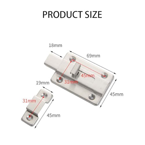 Slide Latch Lock, 3 Pcs 3 inches Sliding Door Bolts Lock,Gate Sliding Latch Lock