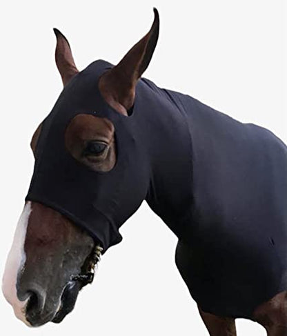 Majestic Ally Stretch Horse Hood with Zipper, Small, Black - color: Black, size: Small