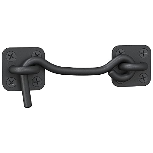 Barn Door Latch & Lock - Heavy Duty Wrought Iron Hook and Eye Latch - Black