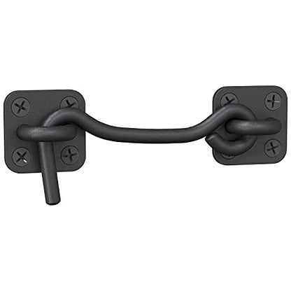 Barn Door Latch & Lock - Heavy Duty Wrought Iron Hook and Eye Latch - Black