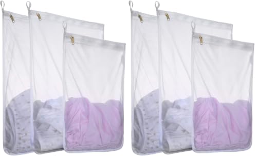 Fine Mesh Laundry Bags for Delicates, 6 Pack (2L+1M) Reusable Wash Bags with Sturdy Zippers, Durable Net Washing Bags for Lingerie, Bra, Sock, Underwear, Baby Clothes, Travel Organizer - size: set of 3 (2*L+1*M) (Pack of 2)