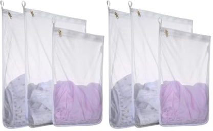 Fine Mesh Laundry Bags for Delicates, 6 Pack (2L+1M) Reusable Wash Bags with Sturdy Zippers, Durable Net Washing Bags for Lingerie, Bra, Sock, Underwear, Baby Clothes, Travel Organizer - size: set of 3 (2*L+1*M) (Pack of 2)