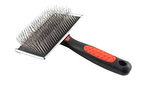Paw Brothers Professional Grade Extra Long Slicker Brush - Ergonomic Handle, Removes Loose Undercoat and Tangles for Dogs - style: Extra Long Hard Pin