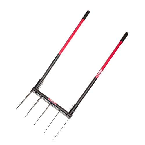 Bully Tools 5-Tine Broadfork, Fiberglass Handles, 56" 10-Gauge Steel Fork | Heavy Duty Broad Fork for Tilling, Aerating and Turning Soil, Useful for Garden Beds and Pavers Base Prep, 100% Made in USA