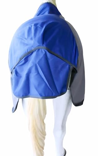 1200D Horse Turnout Blanket Waterproof, Breathable, Heavy-Weight Winter Blanket with 300g Fill, Ripstop Outer Shell - color: Grey/Royal Blue, size: 80 inches