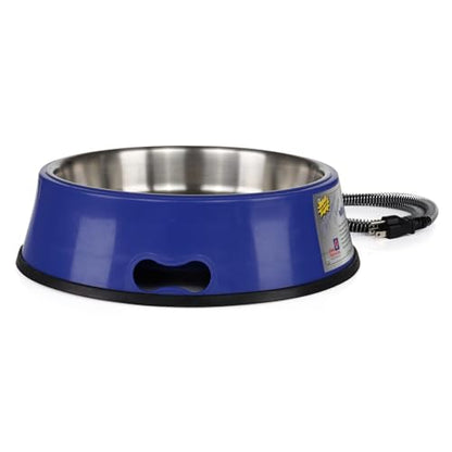 Farm Innovators Heated Pet Water Bowl, 40W Heated Water Dish - 3 Quart Stainless Steel Watering Station with Anti-Chew Cord Protector for Dogs & Cats | Thermostatically controlled to operate only when necessary, non-skid/non-tip rubber bottom, anti-chew c