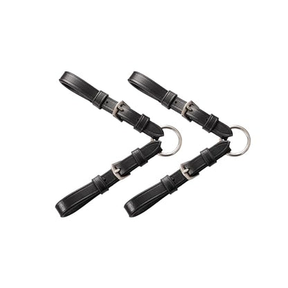 Exion Adjustable Pelham Bit Converter – Leather English Horse Riding Roundings with Double Buckles & Central Rein O-Ring, Single Rein Pelham Straps Adapter for Bridles (Pair, Full Size)