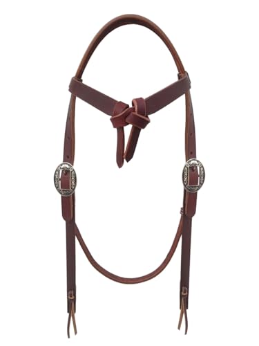 Horse Western Knotted Bosal Rawhide Hanger Headstall w/ Braided Reins 78J04 - color: Brown/Knotted