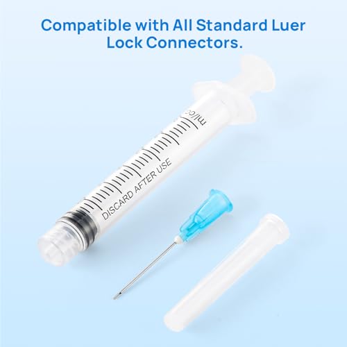 JMU 100 Pcs Dental Irrigation Syringes 3cc with 23G - size: 3ML 23G